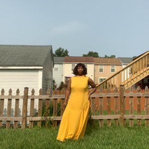 ASOS DESIGN Curve Yellow Pleated Maxi Dress